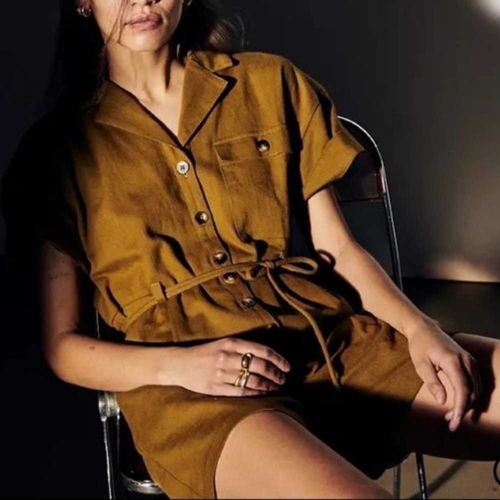 Madewell Safari Romper In Distant Olive Size Extra Small - Picture 3 of 9